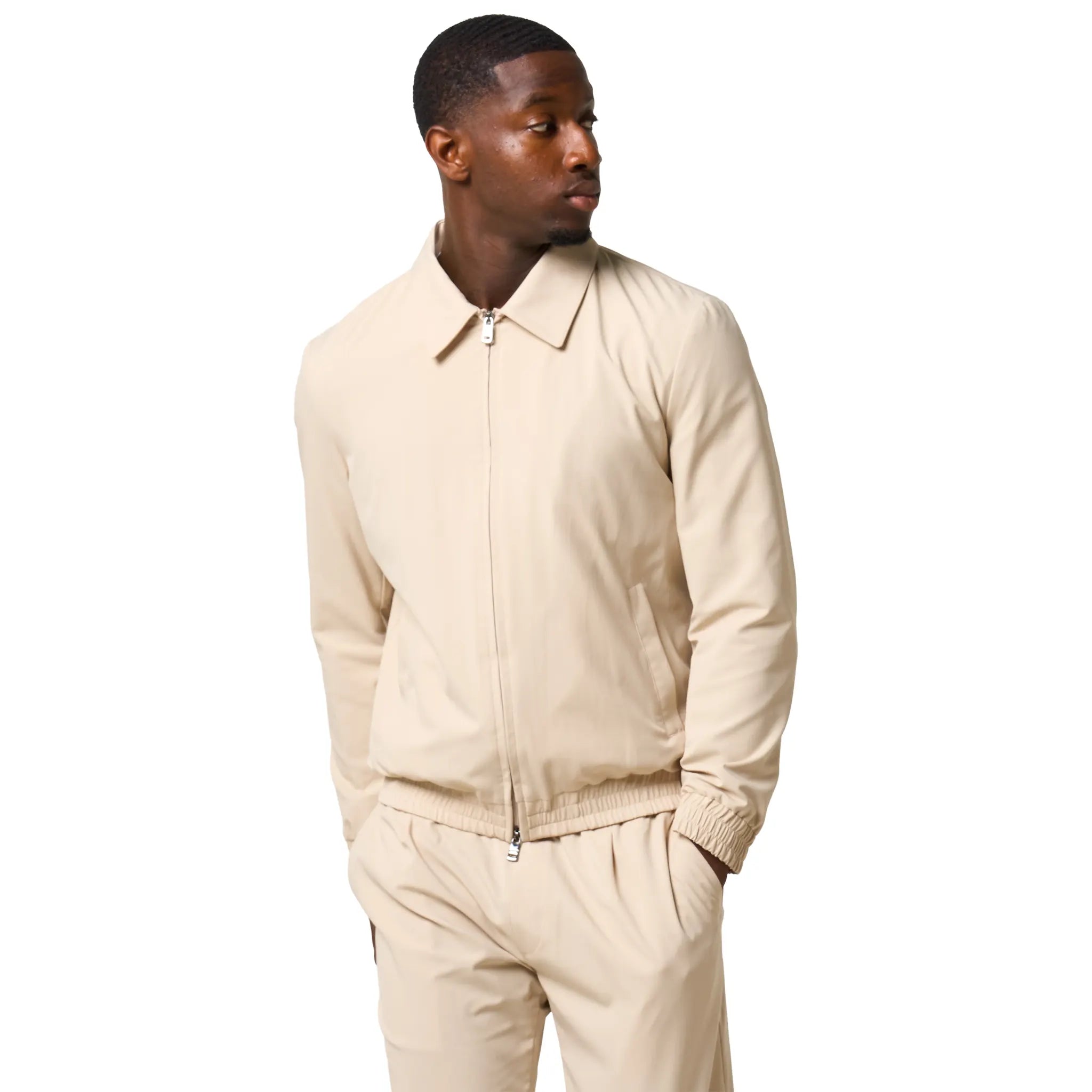 Front View of Loiano Tech Light Beige Jacket
